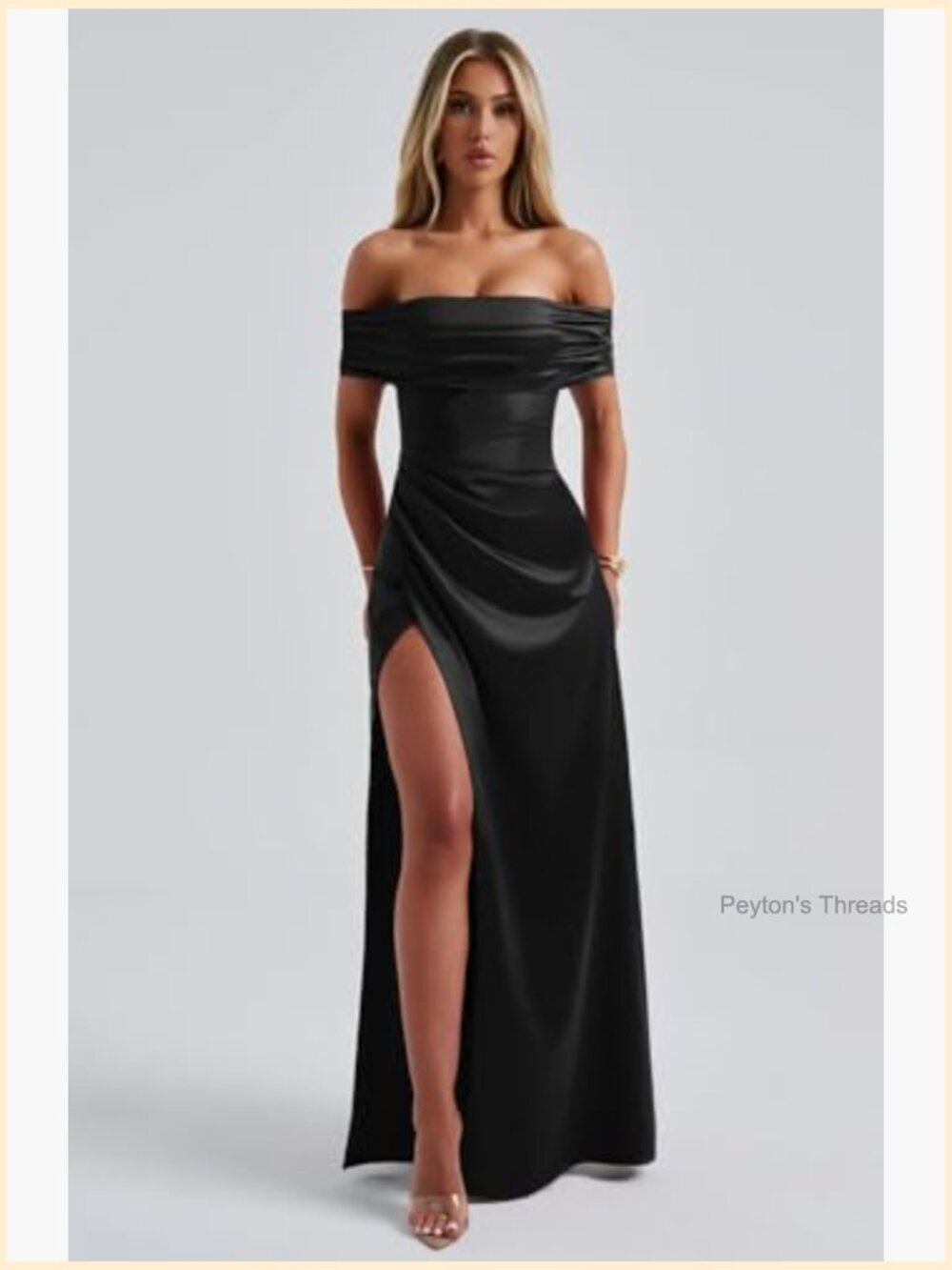 Elegant Off Shoulder High Split Bodycon Maxi Dress for Evening Wedding Guest - Picture 7 of 7